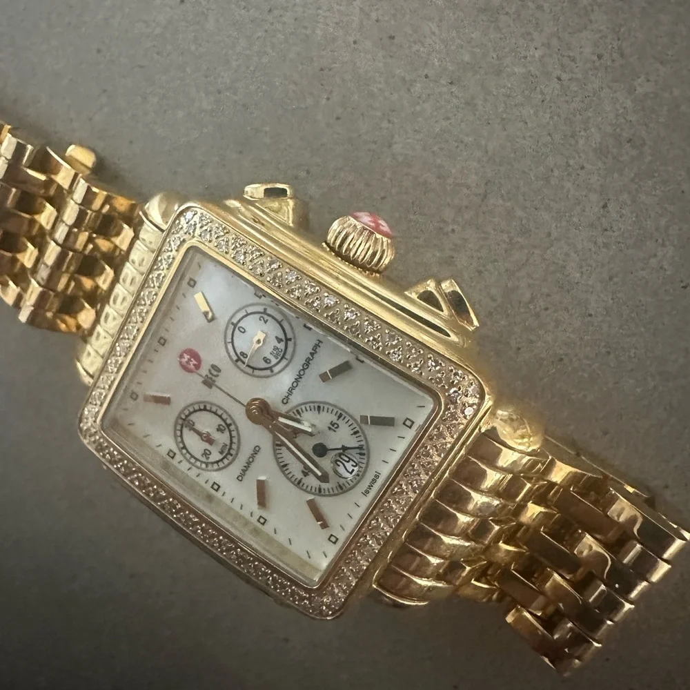 Michele Deco 18k Gold Diamond Watch